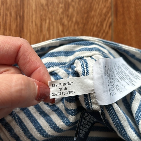 Madewell Emmett Wide-Leg Crop Pant in Herringbone Railroad Stripe 24P Petite GUC - Picture 5 of 10